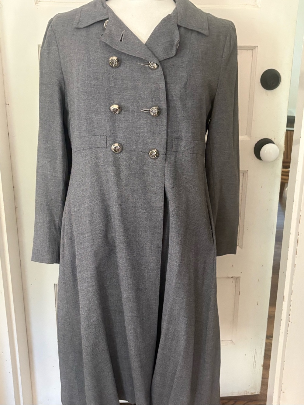 Vintage Jacobson’s Grey Double Breasted Swing Coat Polka Dot Lining 10 Career